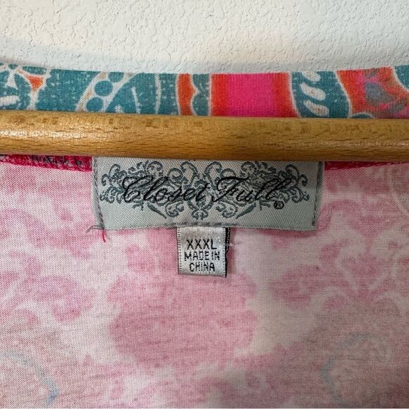 Closet Full Size 3XL Blouse Tunic Top sparkly studs Shark bite hem Boho Pastel - Picture 6 of 12